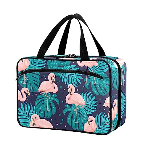 Naanle Pillen-Organizer-Tasche, Reise-Pillenflasche, Medizin-Organizer, Heimaufbewahrung, Medikamenten-Tasche für Vitaminpräparate, Flamingo, Palmenblätter, leere Erste-Hilfe-Tasche für Auto, Camping, Outdoor von Naanle