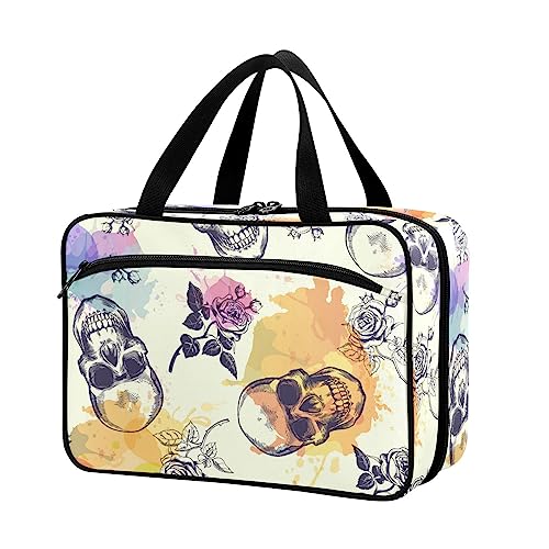 Naanle Pillen-Organizer-Tasche, Reise-Pillenflasche, Medizin-Organizer, Heimaufbewahrung, Medikamenten-Tasche für Vitaminpräparate, Rosen-Totenkopf, leere Erste-Hilfe-Tasche für Auto, Camping, Outdoor von Naanle