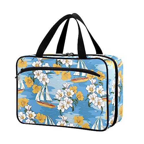 Naanle Pillen-Organizer-Tasche, Reise-Pillenflasche, Medizin-Organizer, Heimaufbewahrung, Medikamenten-Tasche für Vitaminpräparate, leere Segelboot, Hibiskusblüte, Erste-Hilfe-Tasche für Auto, Camping von Naanle