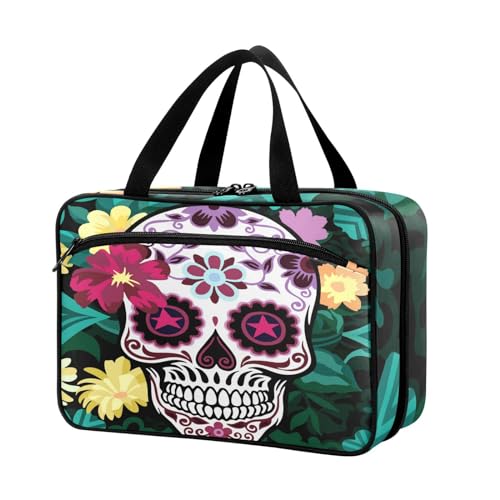 Naanle Pillen-Organizer-Tasche, Reise-Pillenflasche, Medizin-Organizer, Heimaufbewahrung, Medikamentenbeutel, Pillentasche, Blumen, Totenkopf, leere Erste-Hilfe-Tasche für Vitaminpräparate, von Naanle