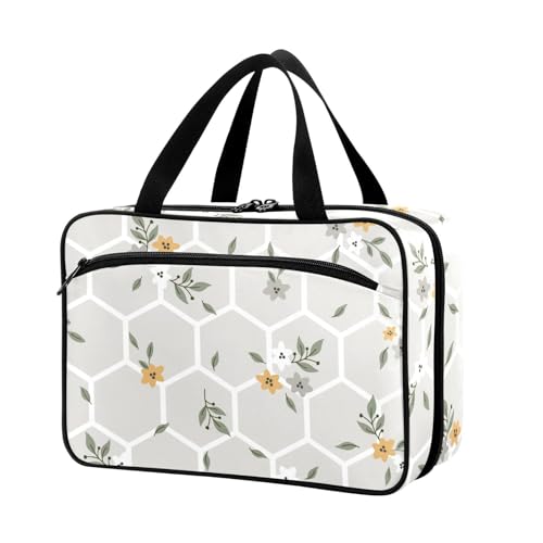 Naanle Pillen-Organizer-Tasche, Reise-Pillenflasche, Medizin-Organizer, Heimaufbewahrung, Medikamentenbeutel, Pillentasche, Blumen, Waben, leere Erste-Hilfe-Tasche für Vitaminpräparate, mehrfarbig, von Naanle