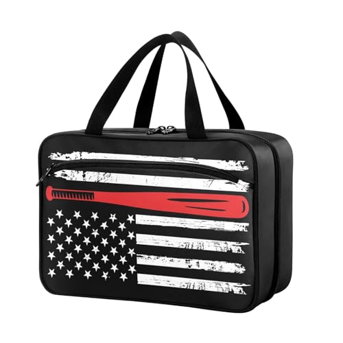 Naanle Pillen-Organizer-Tasche für Reisen, Pillenflasche, Medizin-Organizer, Heimaufbewahrung, Medikamenten-Tasche, Pillentasche, Baseball-amerikanische Flagge, leere Erste-Hilfe-Tasche für von Naanle