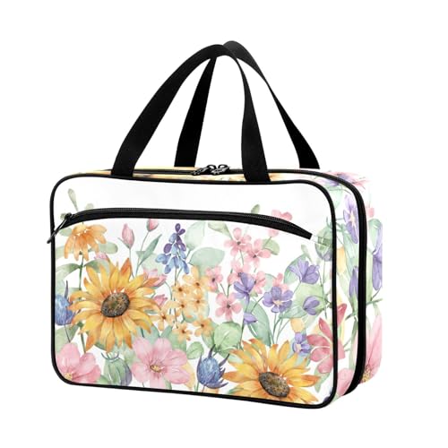 Naanle Pillen-Organizer-Tasche für Reisen, Pillenflasche, Medizin-Organizer, Heimaufbewahrung, Medikamentenbeutel, Pillentasche, Aquarell-Sonnenblumen, leere Erste-Hilfe-Tasche für Vitaminpräparate, von Naanle