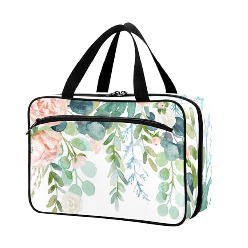 Naanle Pillen-Organizer-Tasche für Reisen, Pillenflasche, Medizin-Organizer, Heimaufbewahrung, Medikamentenbeutel, Pillentasche, Aquarellblätter, Blumen, leere Erste-Hilfe-Tasche für Vitaminpräparate, von Naanle