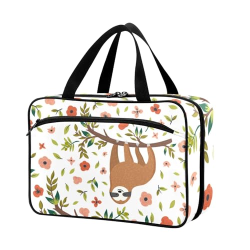 Naanle Pillen-Organizer-Tasche für Reisen, Pillenflasche, Medizin-Organizer, Heimaufbewahrung, Medikamentenbeutel, Pillentasche, Blumenmuster, Faultier, 2 leere Erste-Hilfe-Tasche für von Naanle