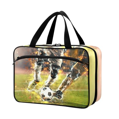 Naanle Pillen-Organizer-Tasche für Reisen, Pillenflasche, Medizin-Organizer, Heimaufbewahrung, Medikamentenbeutel, Pillentasche, Feuer, Fußball, Fußball, leere Erste-Hilfe-Tasche für Vitaminpräparate, von Naanle