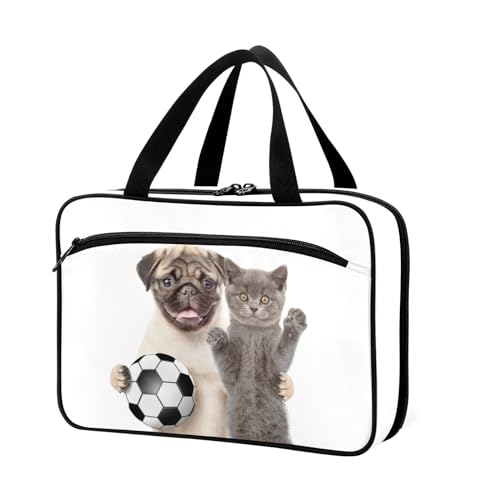 Naanle Pillen-Organizer-Tasche für Reisen, Pillenflasche, Medizin-Organizer, Heimaufbewahrung, Medikamentenbeutel, Pillentasche, Fußball, Hund, Katze, leere Erste-Hilfe-Tasche für Vitaminpräparate, von Naanle