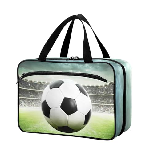 Naanle Pillen-Organizer-Tasche für Reisen, Pillenflasche, Medizin-Organizer, Heimaufbewahrung, Medikamentenbeutel, Pillentasche, Fußball, leere Erste-Hilfe-Tasche für Vitaminpräparate, mehrfarbig, von Naanle