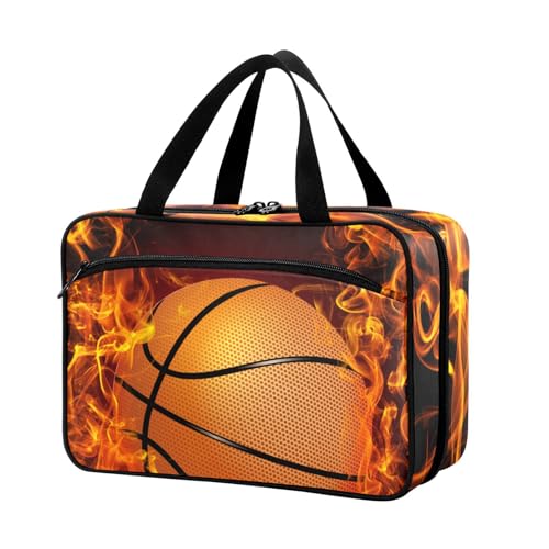 Naanle Pillen-Organizer-Tasche für Reisen, Pillenflasche, Medizin-Organizer, Heimaufbewahrung, Medikamentenbeutel, Pillentasche, brennender Basketball, leer, Erste-Hilfe-Tasche für Vitaminpräparate, von Naanle