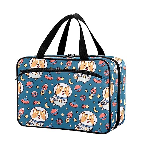 Naanle Pillen-Organizer-Tasche für Reisen, Pillenflasche, Medizin-Organizer, Heimaufbewahrung, Medikamentenbeutel für Vitaminpräparate, Corgi-Hund, Astronaut, leere Erste-Hilfe-Tasche für Auto, Camping von Naanle