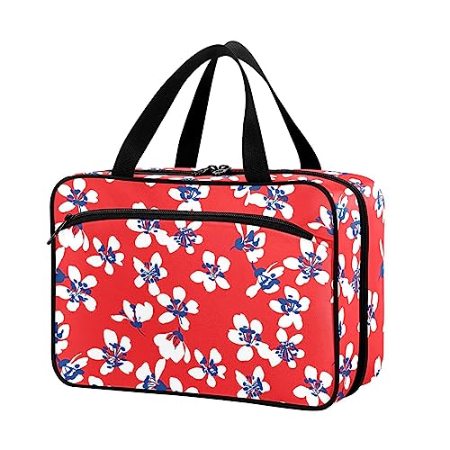 Naanle Pillen-Organizer-Tasche für Reisen, Pillenflasche, Medizin-Organizer, Heimaufbewahrung, Medikamentenbeutel für Vitaminpräparate, Hawaii-Blume, rot, leere Erste-Hilfe-Tasche für Auto, Camping von Naanle