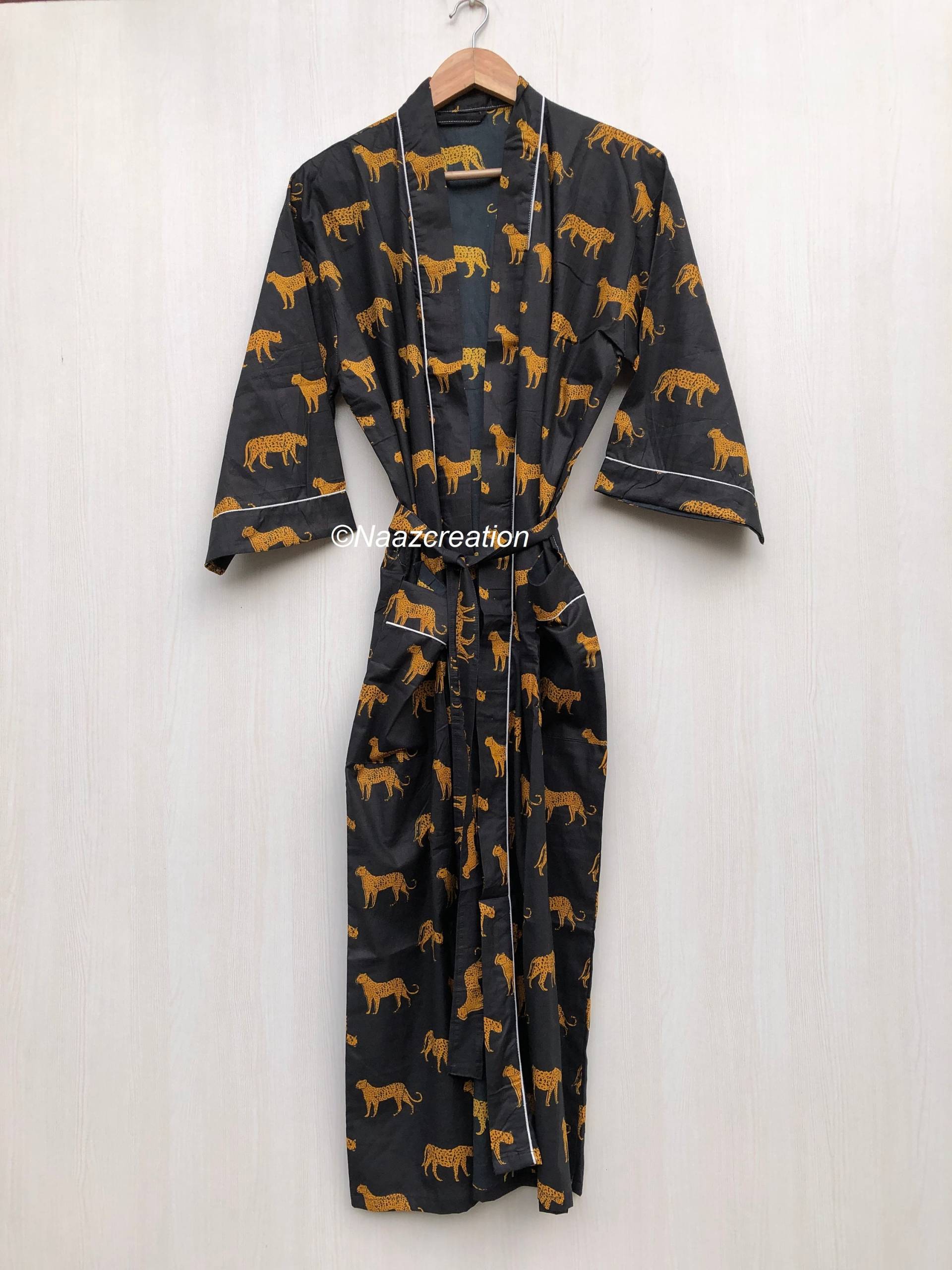 Express-Lieferung - Baumwoll-Kimono-Roben, Tigerdruck-Kimono, Weiche Und Bequeme Bademäntel, Wickelkleid, Hausmantel-Robe von Naazcreation