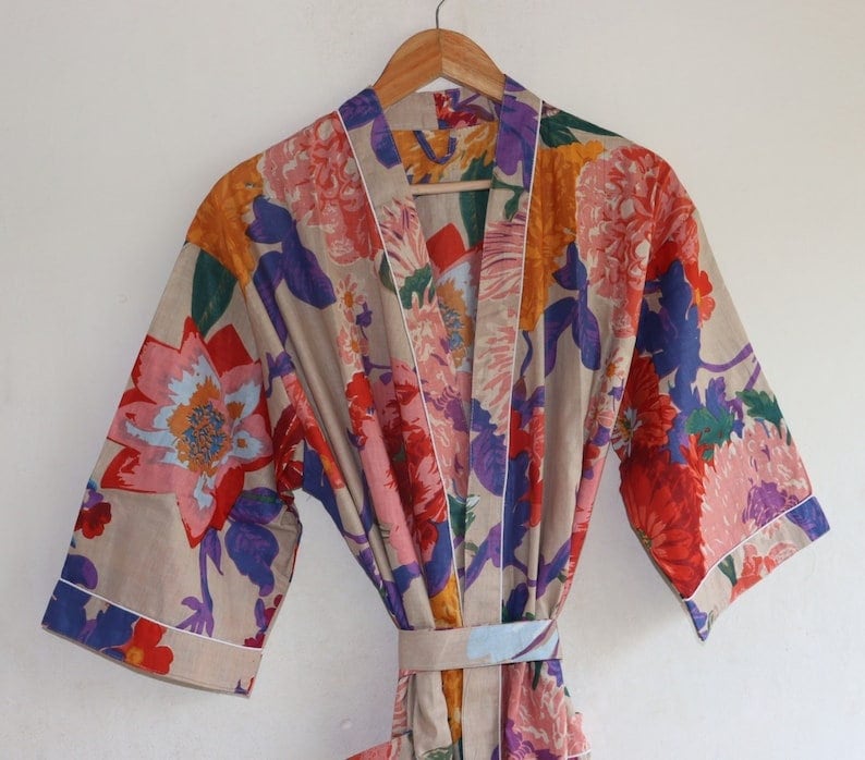 Express-Lieferung - Baumwoll-Kimono-Roben, Tigerdruck-Kimono, Weiche Und Bequeme Bademäntel, Wickelkleid, Hausmantel-Robe von Naazcreation