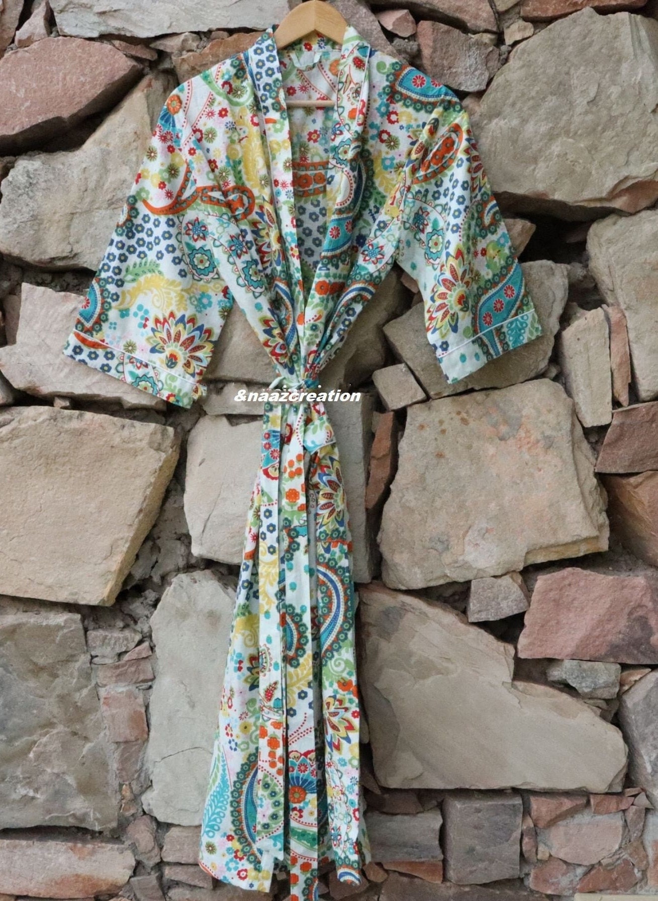 Express-Lieferung Kimono-Robes Aus Baumwolle, Kimono Mit Paisley-Print, Weiche Und Bequeme Bademäntel, Wickelkleid Morgenmantel von Naazcreation