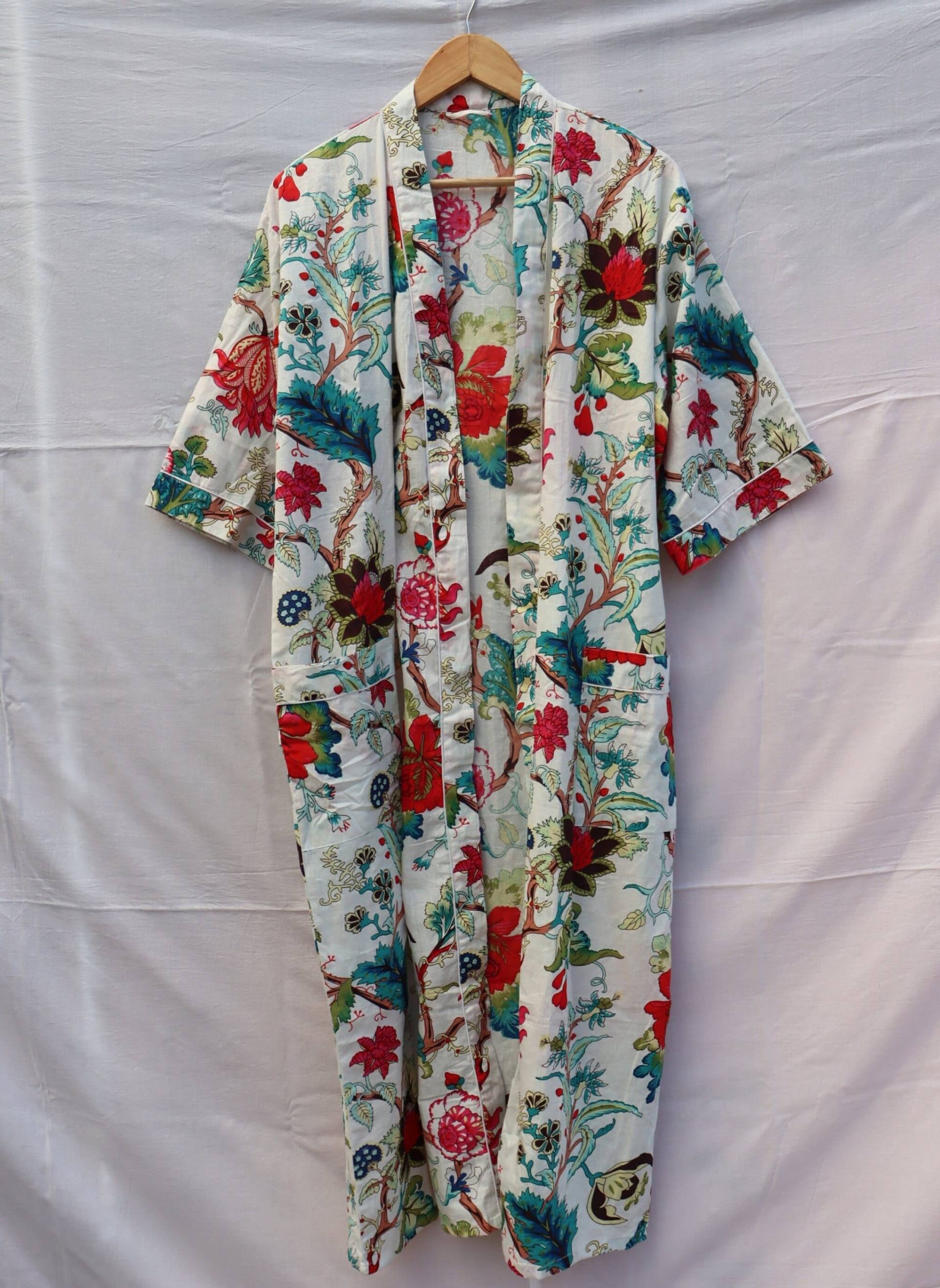 Floral Kimono Print Robe Umstandskleid Strand Tragen Sommerkleid Baumwolle von Naazcreation