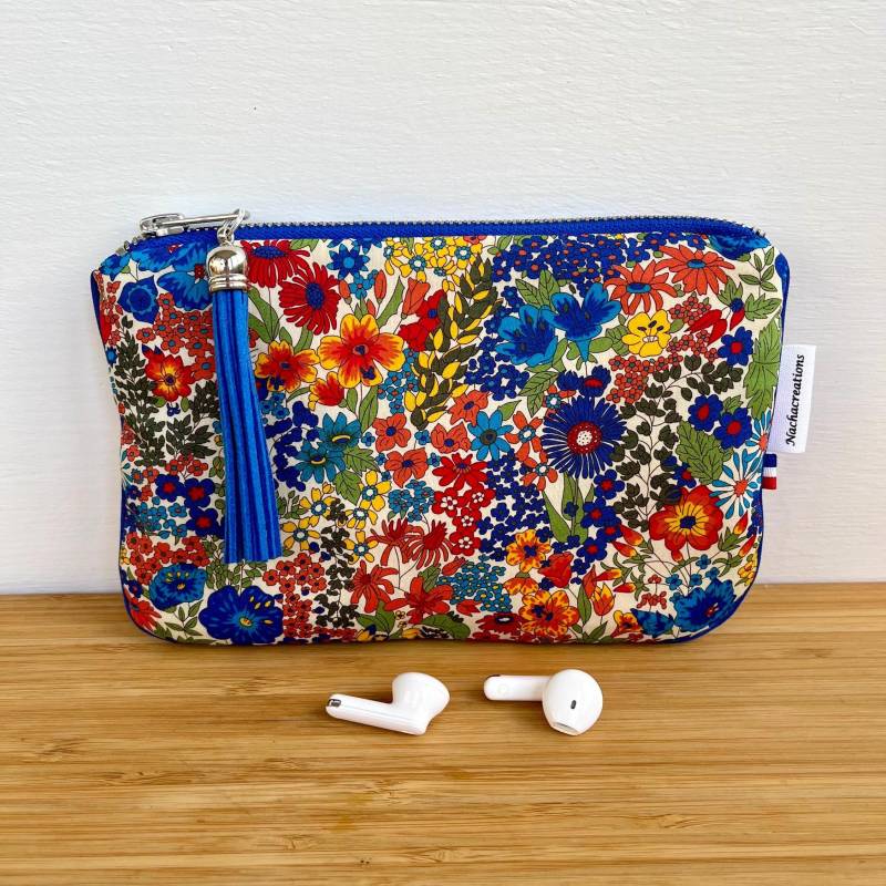 Blauer Liberty-Fleecebeutel Von Margaret Annie. Handytasche. Make-Up-Beutel von Nachacreations