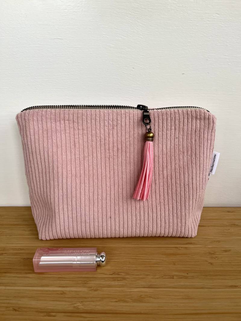 Hellrosa Samt-Kosmetiktasche Mit Großen Abmessungen. Trendiges Federmäppchen Aus Samt. Geschenk Für Frauen von Nachacreations