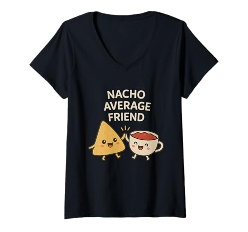 Damen Nacho Average Friend - Lustiges Kawaii Nachos und Salsa Wortspiel T-Shirt mit V-Ausschnitt von Nacho Average Friend - Kawaii Nachos & Salsa Pun