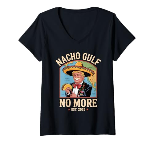Damen Nacho Golf kein lustiger Trump mehr T-Shirt mit V-Ausschnitt Damen Nacho Golf kein lustiger Trump mehr T-Shirt mit V-Ausschnitt von Nacho Gulf nicht mehr est 2025