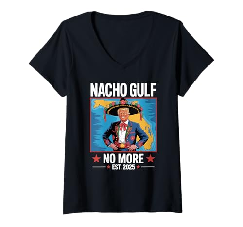 Damen lustiger Nacho Golf kein lustiger Trump mehr T-Shirt mit V-Ausschnitt Damen lustiger Nacho Golf kein lustiger Trump mehr T-Shirt mit V-Ausschnitt von Nacho Gulf nicht mehr est 2025