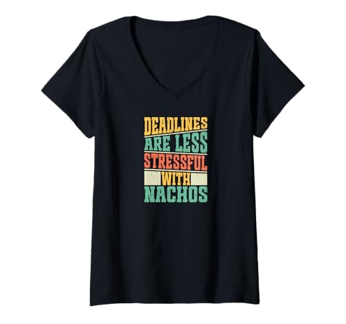 Damen Fristen sind weniger stressig mit Nachos T-Shirt mit V-Ausschnitt von Nacho Logic Apparel & Novelties by ASJ