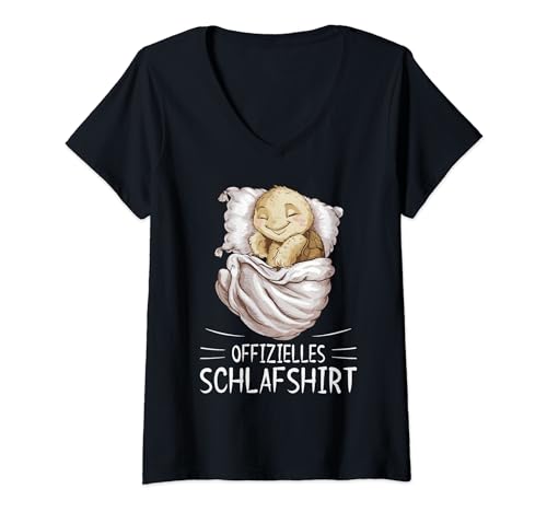 Damen Offizielles Schlafshirt Schildkröte Pyjama Schlafanzug T-Shirt mit V-Ausschnitt von Nachthemd Pyjama Tiere Designs Und Geschenkideen