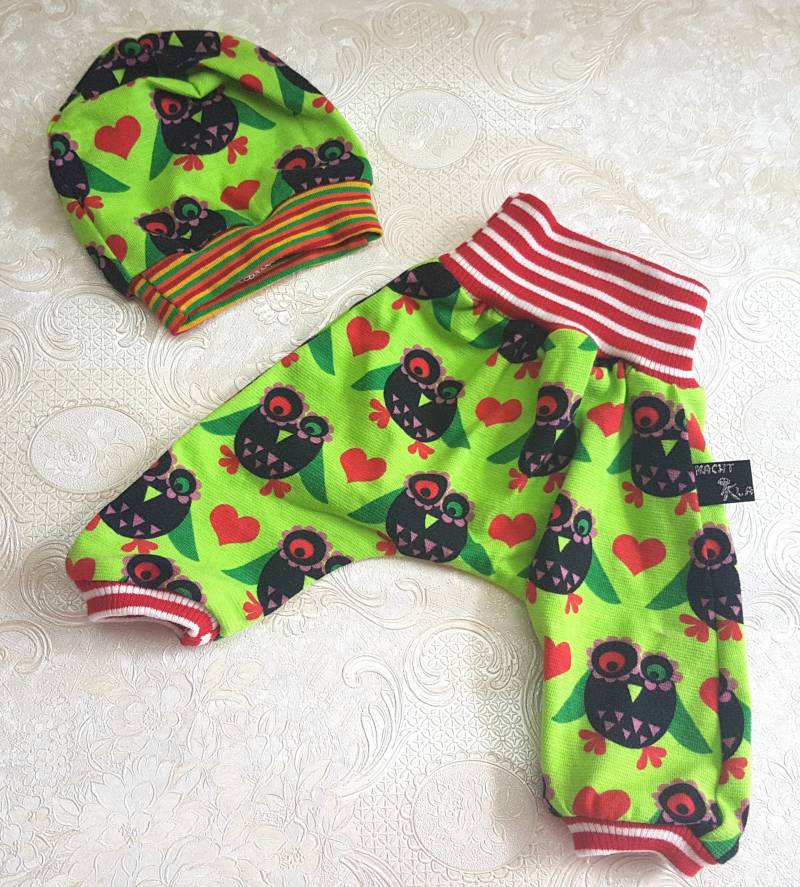 Frühchen Pumphose Set Eulenreigen von Nachtklabauter