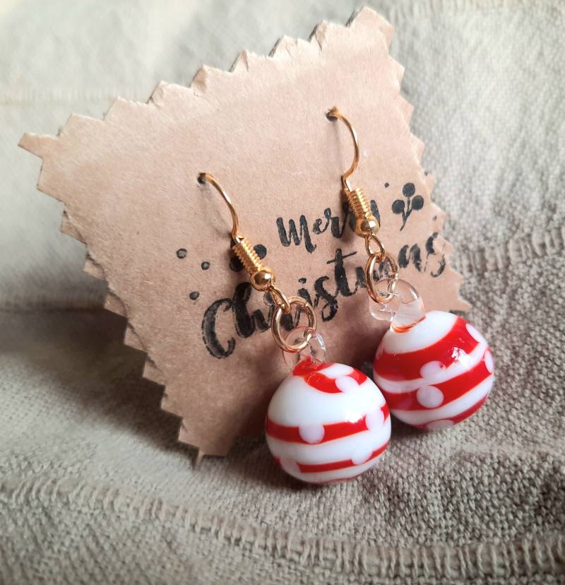 Weihnachts Ohrringe Glaskugel von Nachtklabauter