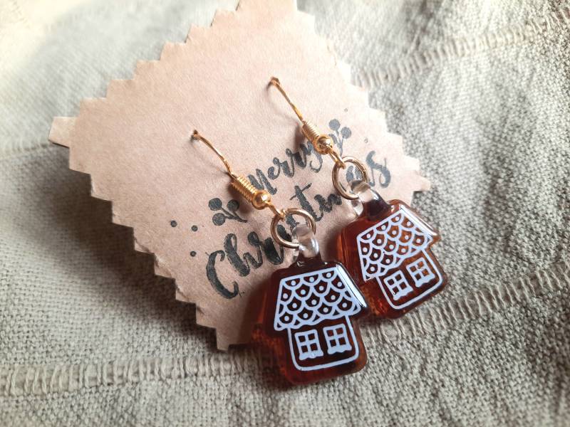 Weihnachts Ohrringe Lebkuchenhäusle von Nachtklabauter