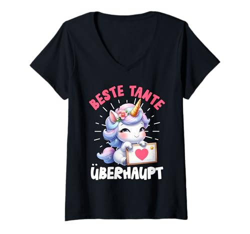 Damen Nachwuchs Beste Tante ÜBERHAUPT Lustiges Tanten T-Shirt mit V-Ausschnitt von Nachwuchs Geschenk Zocken T-Shirt Familie Set