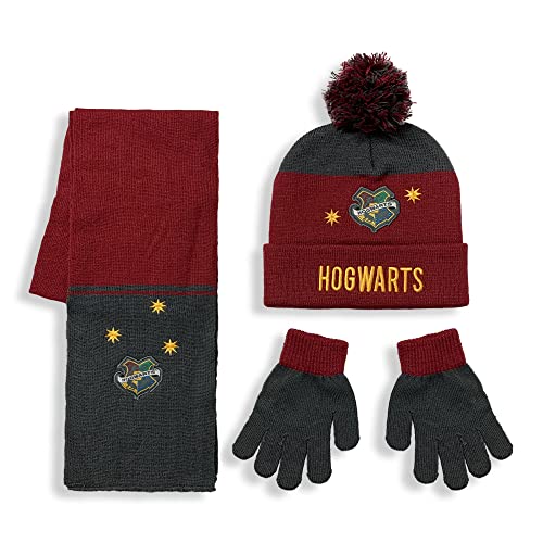 Hut Schal und Handschuhe Winter Harry Potter Kappe Kinder 5905, bordeaux, 46 von Nada Home