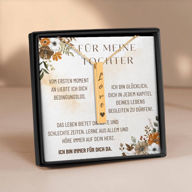 Kette Tochter, Persönliches Geschenk Für Tochter, Tochter 18, Geschenk Von Mama, Auslandsjahr, Tochter, 3D Bar Kette, Liebe Kette Tochter, Persönliches Geschenk Für Tochter, Tochter 18, Geschenk Von Mama, Auslandsjahr, Tochter, 3D Bar Kette, Liebe von NadaroShop