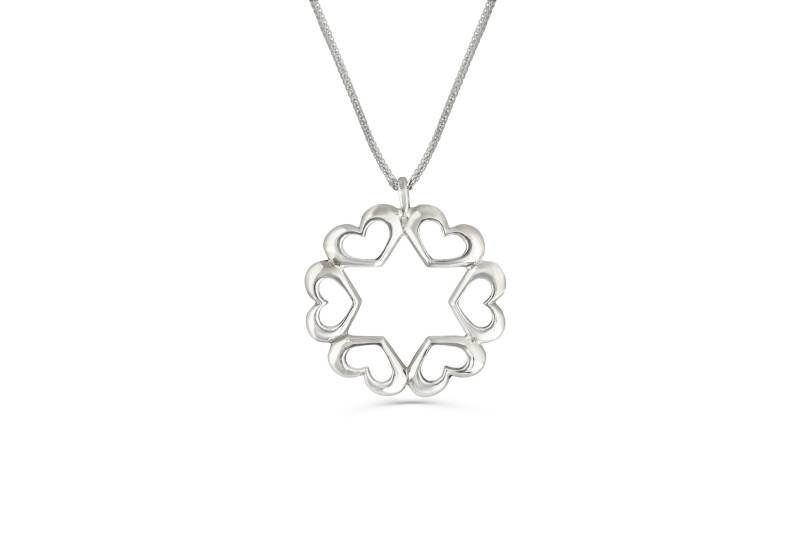 sterling Silber Großer Davidstern Anhänger - Rund Um Die Herzen Design von NadavArtJudaica