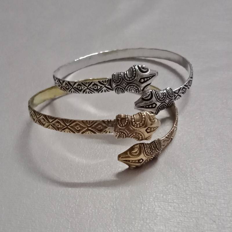 Messing Armband, Schlangen Verstellbares Armspange, Boho Schlangenkopf, Metall Armband von NaddiJewel