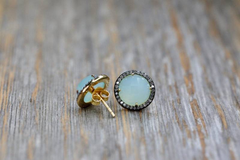 Echte Pave Diamant Runde Edelstein Ohrsteckergroße Rubin/Mondstein/Türkis/Aqua Chalcedonposthochzeit Geschenkideegalaformaldate Echte Pave Diamant Runde Edelstein Ohrsteckergroße Rubin/Mondstein/Türkis/Aqua Chalcedonposthochzeit Geschenkideegalaformaldate von NadeanDesigns
