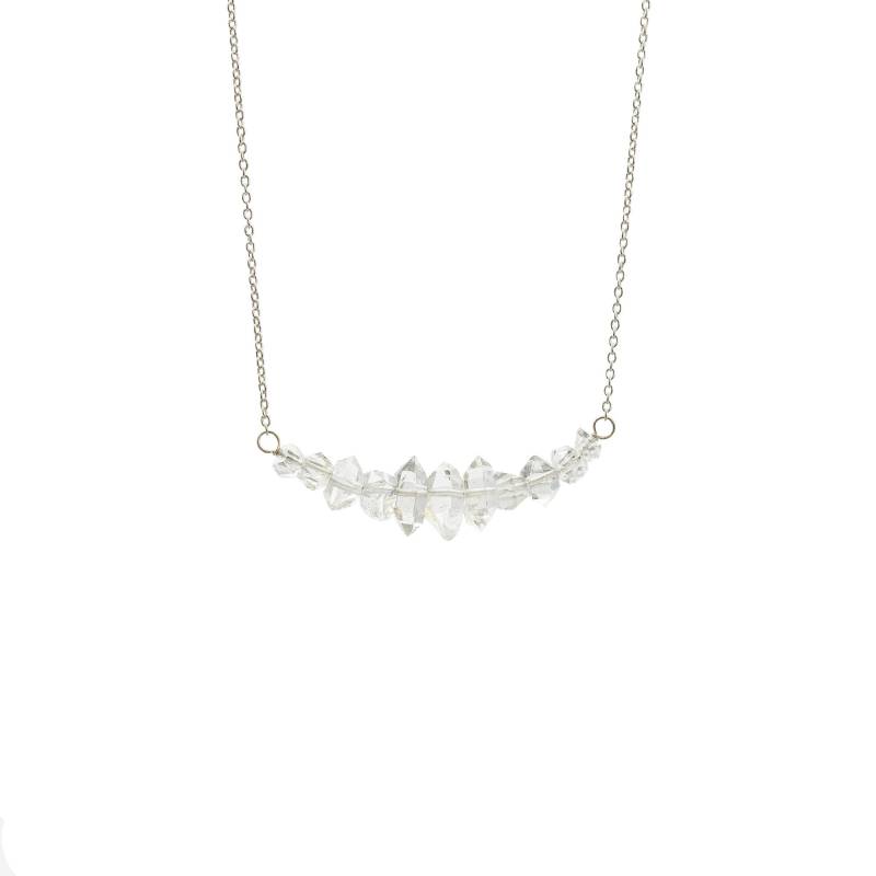 Herkimer Diamant Halskette Quarz Kristall Bar Halskettemetall Optionenapril Geburtssteindatumjahrestagvalentinstagnadean Designs von NadeanDesigns