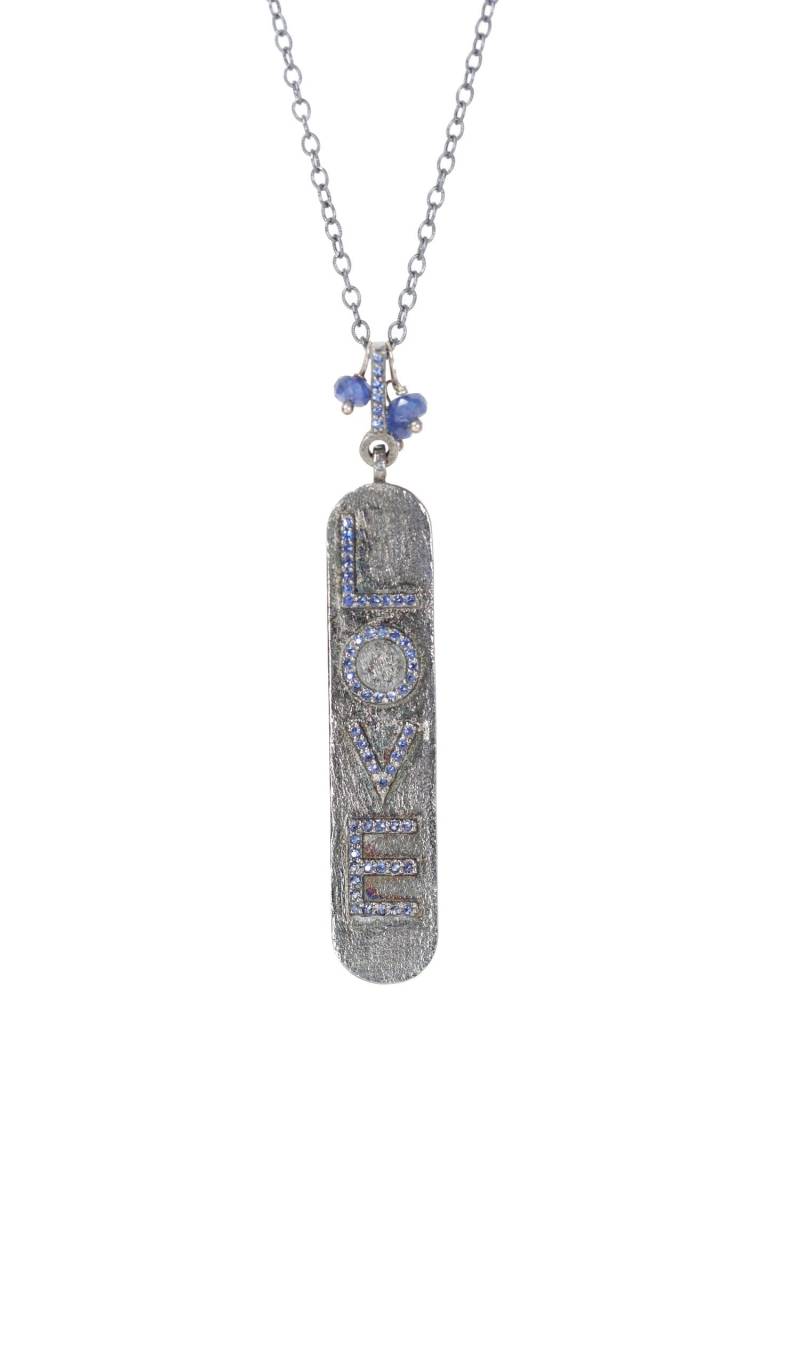 Unisex Love Dog Tag Anhänger Halskette Pave Blue Sapphiresapphire September Birthstone Geburtstag Geschenkidee von NadeanDesigns