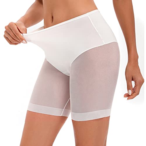 Nadeer Anti-Chafing Unterhosen Damen Unter Rock Kurze Hose Anti-Rutsch Leggings Sicherheits Shorts Miederhose Boyshort Nahtlose Unterwäsche Weich Elastisch Leicht (Weiß,M) von Nadeer