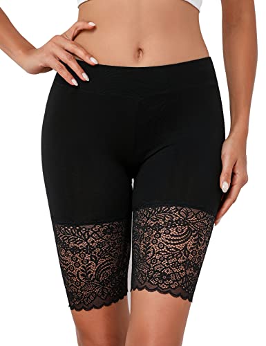 Nadeer Damen Unterhose Unter Rock Kurz Hose Anti-Chafing Spitzen Shorts Lace Leggings Atmungsaktiv Panty Hipster Nahtlose Unterwäsche von Nadeer