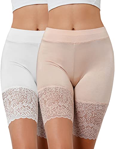 Nadeer Damen Unterhose Unter Rock Kurz Hose Anti-Chafing Spitzen Shorts Lace Leggings Atmungsaktiv Panty Hipster Nahtlose Unterwäsche von Nadeer