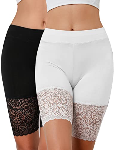 Nadeer Damen Unterhose Unter Rock Kurz Hose Anti-Chafing Spitzen Shorts Lace Leggings Atmungsaktiv Panty Hipster Nahtlose Unterwäsche von Nadeer