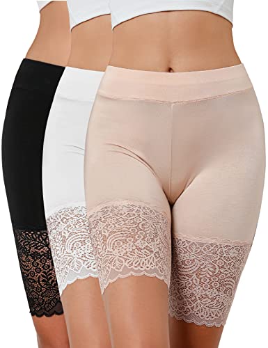 Nadeer Damen Unterhose Unter Rock Kurz Hose Anti-Chafing Spitzen Shorts Lace Leggings Atmungsaktiv Panty Hipster Nahtlose Unterwäsche von Nadeer