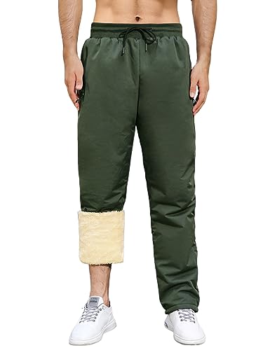 Nadeer Jogginghose Herren Thermo Gefütterte Hosen, Skihose Outdoorhose Wasserdicht Arbeitshosen, Männer Winddicht Winterhose Warm Softshellhose mit Kordelzug, Zwei Taschen von Nadeer