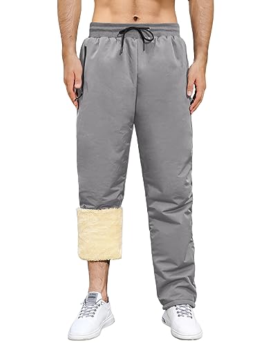 Nadeer Jogginghose Herren Thermo Gefütterte Hosen, Skihose Outdoorhose Wasserdicht Arbeitshosen, Männer Winddicht Winterhose Warm Softshellhose mit Kordelzug, Zwei Taschen von Nadeer