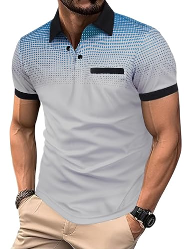 Nadeer Poloshirt Herren Kurzarm Polo T-Shirt Sommer Polohemd Kontrastfarbe Freizeit Sport Tennis Golf Casual Tops Männer Oberteile(Grau,XXL) von Nadeer