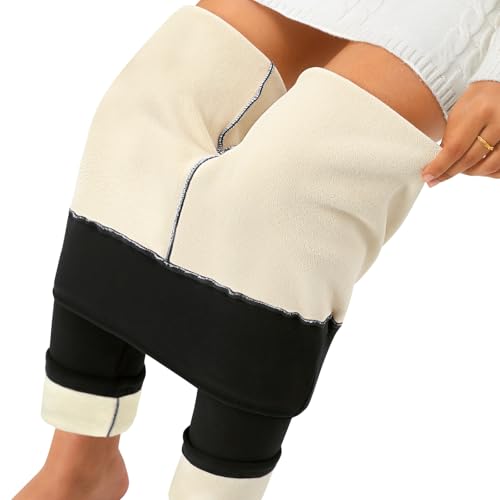 Nadeer Thermo Leggings Damen Gefüttert Fleece Leggings Warme Winter Thermohose High Waist Thermoleggins Lang Jogginghose Mit Lamm Plüsch(Schwarz,L) von Nadeer