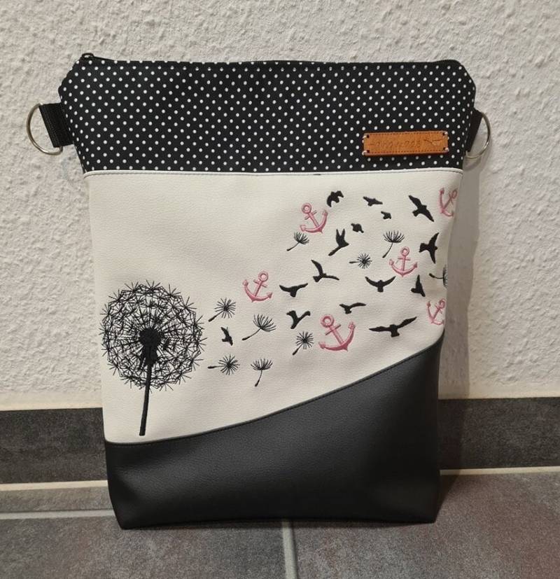 Umhängetasche Handtasche Kunstleder Bestickt Pusteblume, Kleine Anker Umhängetasche Handtasche Kunstleder Bestickt Pusteblume, Kleine Anker von NadelkunstbyAK