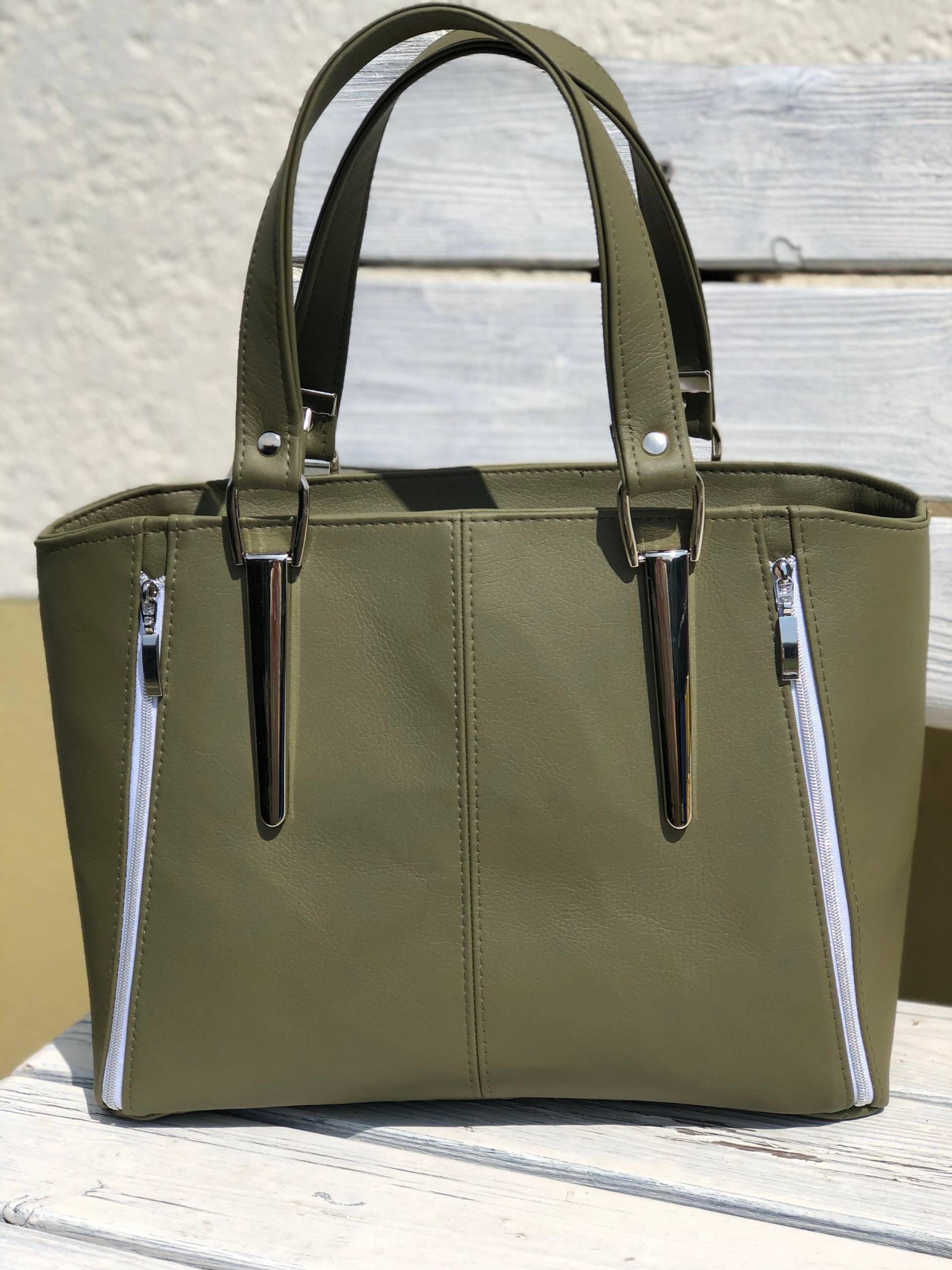 Handtasche Oliv Aus Kunstleder 100% Handmade von NadelspielbyAlex