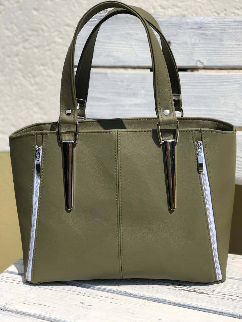 Handtasche Oliv Aus Kunstleder 100% Handmade Handtasche Oliv Aus Kunstleder 100% Handmade von NadelspielbyAlex