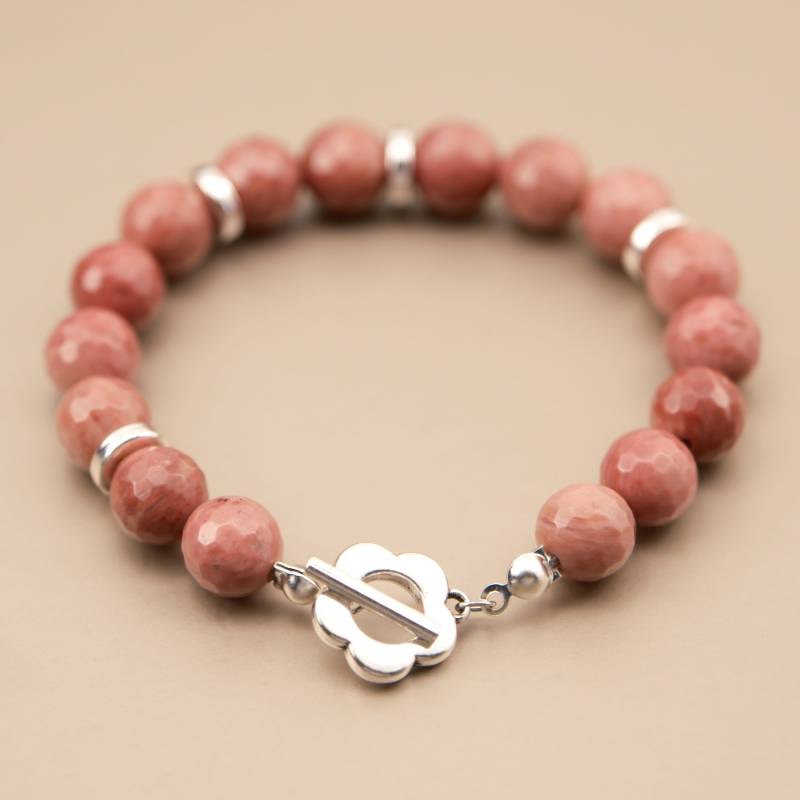 Echte Rhodonit Edelstein Armband 8mm, Perlenarmband Stein, Geschenkidee von NadiaHandicrafts